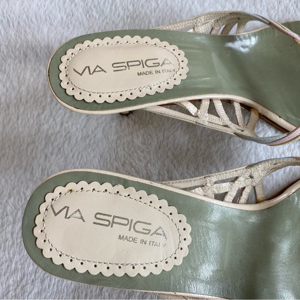 NEW Via Spiga Pastel Colors Kitten Heels Leather Sandals | 7 - Picture 2 of 11
